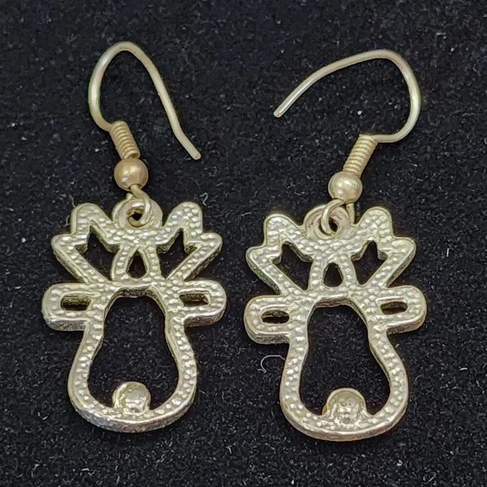 Christmas Reindeer Earrings Design Dangle Crystal Cubic Zirconia Nose Accents ST